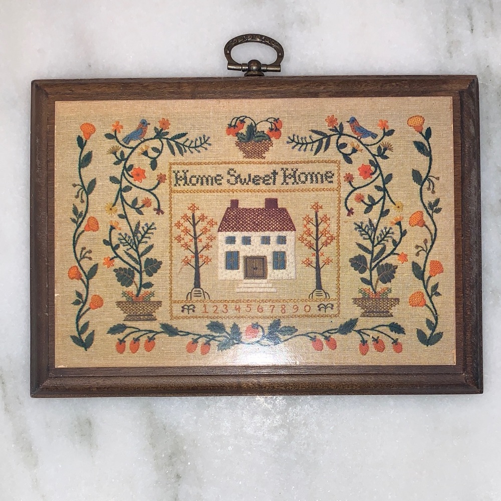Vintage Wooden Home Sweet Home - Rustic Floral Folk Art